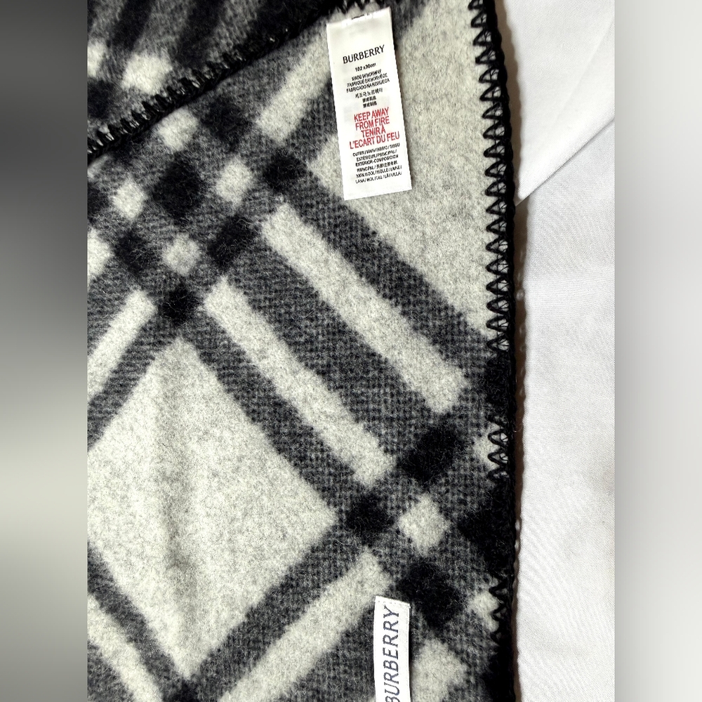 Burberry Black and White Plaid Scarf - Picture 2 of 4